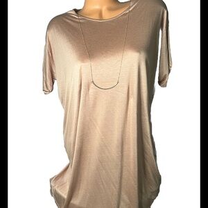 ZARA Tunic Top Mocha S w/ Necklace Oversized